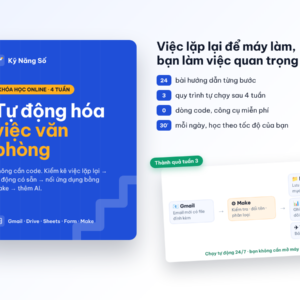 Ảnh bìa khóa Tự động hóa công việc văn phòng — không cần code